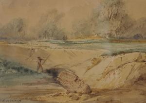WISSANT Charles 1869-1876,Angler in a River Landscape,John Nicholson GB 2020-07-17