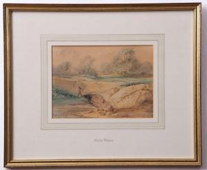 WISSANT Charles 1869-1876,Angler in river landscape,Keys GB 2020-01-24