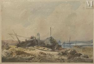 WISSANT Charles 1869-1876,Bord de mer animé,Millon & Associés FR 2024-02-08
