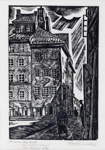 WISZNIEWSKI Kazimierz 1894-1961,Warszawa, Stare Miasto – Kamienica Ks. Ska,1936,Sopocki Dom Aukcjny 2019-06-29