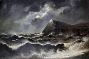 WITHERSPOON A,Storm at sea with rising moon showing the spars of,Canterbury Auction GB 2017-08-01