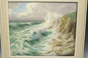 WITHROW William F,Waves Crashing off The Cornish Coast,Bamfords Auctioneers and Valuers 2007-07-25