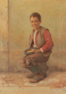 WITKOWSKI Karl 1860-1910,Portrait of a Boy Smiling,1889,Cottone US 2022-05-05