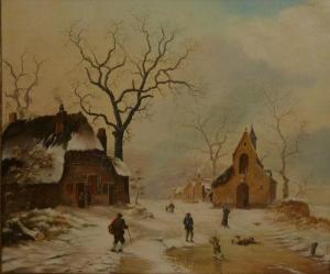WITLOCK Duncan,A WINTER LANDSCAPE WITH FIGURES BY AN INN,Sworders GB 2011-04-20