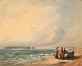 WITTE Johann Jacob 1816-1894,Coastal view from Helgoland with a group of fishe,1854,Bruun Rasmussen 2020-03-09