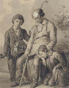 WITTE VAN CITTERS Jacob de,A blind beggar with two young boys, one with a hur,Christie's 2009-01-30