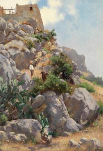 WITTING Walter Günther J. 1864-1940,Boy and goats on the rocks, Capri,1894,Bonhams GB 2022-03-09