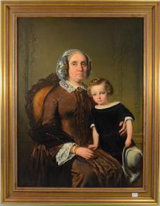WITTKAMP Johann Bernhard 1820-1885,Enfant et sa grand mère,1851,Rops BE 2016-12-18