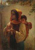 WITTKAMP Johann Bernhard 1820-1885,Jonge waarzegster met kind op de rug,Bernaerts BE 2013-05-06