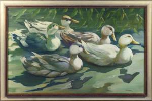 WITTLINGER H 1900-1900,Fünf Enten auf einem zugewachsenen Weiher,20th century,Bloss DE 2010-03-22