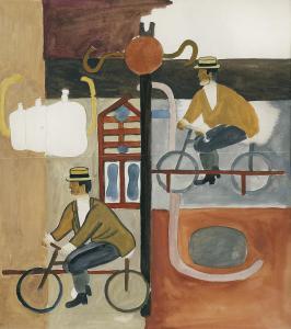 WLODARSKI Marek 1903-1960,COMPOSITION WITH TWO CYCLISTS,1928,Agra-Art PL 2015-12-07