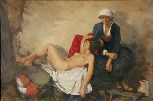 WOBEK E 1900,A Reclining Nude with Elderly Woman,Jackson's US 2008-09-23