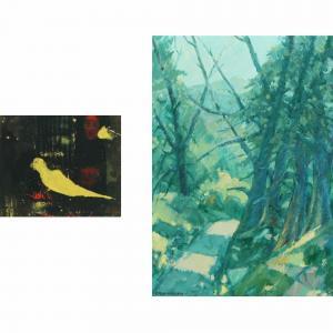 WOGNSEN Carlo 1916-1976,Composition with canaryand forest scenery,Bruun Rasmussen DK 2010-10-11