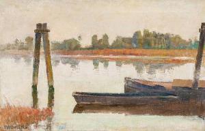 WOHLERS Julius 1867-1953,View on the 'Alte Land' near Hamburg,Stahl DE 2015-11-28