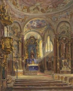 WOHNER Louis,Das Innere einer Spätbarock-Kirche in Österreich (,Palais Dorotheum 2021-11-17