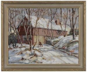 WOLCOTT Harold C 1898-1977,Old Wagon House in Winter,Brunk Auctions US 2017-11-09