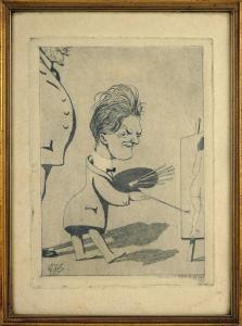 WOLF Dario 1901-1971,Caricatura di pittore,Pirone Casa d'Aste IT 2022-11-03