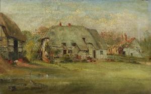 WOLF E.F,Thatched Cottages on a Village Green,1896,Simon Chorley Art & Antiques GB 2016-07-19