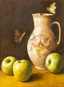 WOLF Franz Xaver 1896-1989,Still Life with Apples, Butterflies, and Pitcher,Hindman US 2022-07-07