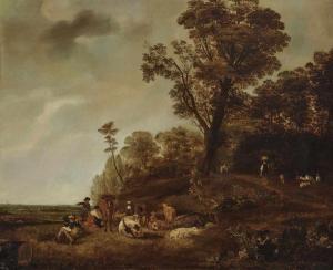 WOLFAERTS Jan Baptist 1625-1687,Landscape with figures and animals,Neumeister DE 2020-03-25