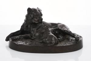 WOLFE W,mastiff with two pups,20th Century,Shapiro AU 2023-10-24