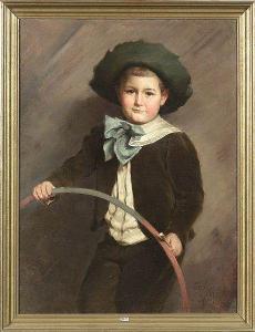 WOLFF Gustave 1863-1935,Portrait d\’un jeune garçon au cerceau,1901,VanDerKindere BE 2021-05-19