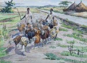 WOLFF J.V,GOAT HERDERS ON THE AFRICAN PLAIN,Sloans & Kenyon US 2009-06-19