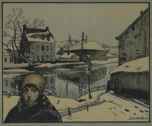 WOLFF Jose 1884-1964,Woman by a canal in winter,1907,Rosebery's GB 2023-06-27