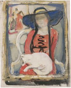 WOLFTHORN Julie 1868-1944,Mädchen mit Katze,Galerie Bassenge DE 2023-06-10