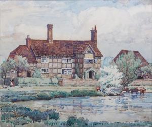 WOLSELEY Garnet Ruskin 1884-1967,View of a house, with cattle watering by apond,Bonhams 2010-07-21