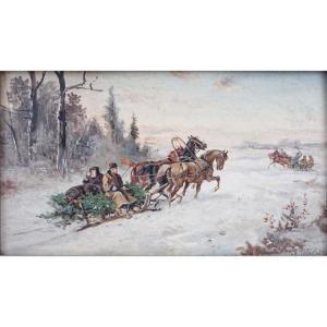 WOLSKI Jan 1907-1990,Riders with Troikas Returning from the Hunt,Kodner Galleries US 2018-02-07