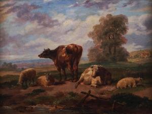 WOLSTENHOLME Dean II 1798-1882,Cows and sheep at rest in a rural land,Bellmans Fine Art Auctioneers 2021-10-12
