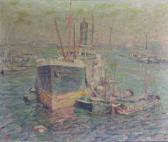 WOLTER Hendrik Jan 1873-1952,Steam-freighter in harbour,Christie's GB 2000-06-08