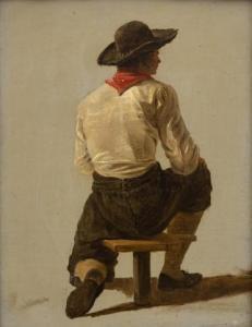 WONDER Pieter Christoffel 1780-1852,A seated man seen from the back,Venduehuis NL 2022-11-17