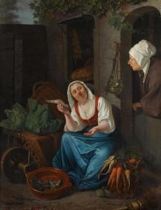 WONDER Pieter Christoffel 1780-1852,A young woman selling fish and vegetables,Sotheby's 2020-04-08