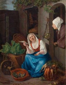 WONDER Pieter Christoffel 1780-1852,Maidservant with fish and vegetables.,Galerie Koller 2019-03-29