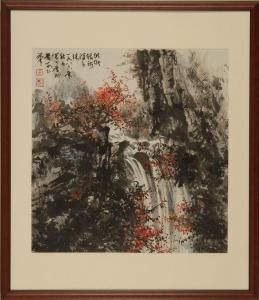 wong an yen 1900-1900,Depicting a waterfall and fall foliage,Eldred's US 2009-04-21