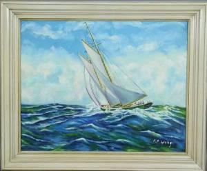 WONG Frederick 1929,Sailboat at Sea,Kaminski & Co. US 2008-09-21