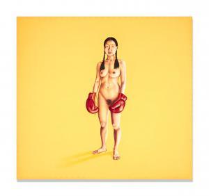 WONG SU EN 1973,Yellow Painting with Girl and Boxing Gloves,1999,Bonhams GB 2023-02-09