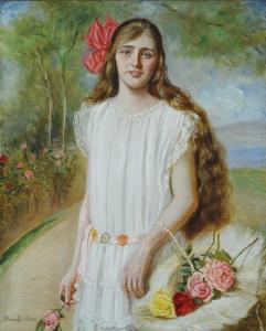 WOOD Eleanor Stewart 1876-1910,Fanciulla con fiori,Galleria Pananti Casa d'Aste IT 2018-02-17