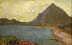 WOOD Emmie Stewart,The Red Rose, a mountainous lake scene,Mealy's IE 2012-10-16