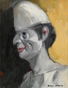 WOOD Harold 1918-2014,Head of a Clown, Death of the Maiden Series,2002,Morgan O'Driscoll 2024-04-15
