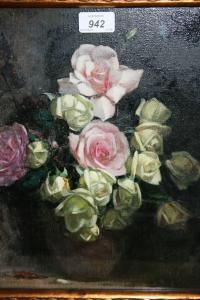 WOOD William J 1900-1940,Still life of roses in a vase,Lawrences of Bletchingley GB 2018-01-23