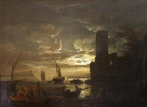 WOODBURN William 1735-1818,A lagoon by moonlight with fisherfolk by a fire,Fonsie Mealy Auctioneers 2015-10-06