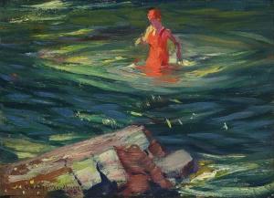 WOODBURY Charles Herbert 1864-1940,''The Red Bathing Suit'',Shannon's US 2004-10-21
