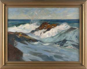 WOODBURY Charles Herbert 1864-1940,Waves crashing against a rocky coast,Eldred's US 2023-07-28