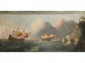WOODCOCK Robert 1692-1728,Men o'war in heavy seas off a rocky promontory wit,Duke & Son 2009-10-01