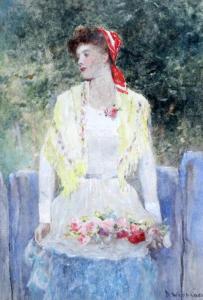 WOODLOCK David 1842-1929,Young woman gathering flowers,Gorringes GB 2017-06-27