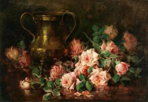 WOODMAN Florence 1900-1900,Still Life of Roses and Brass Vase,Weschler's US 2010-12-04