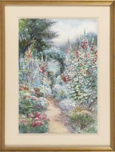 WOODRUFF FANNIE 1800-1900,Lush garden path,19th,Eldred's US 2021-06-11